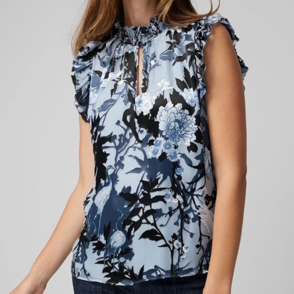 White House Black Market Blouse Top Womens White Silk Mock Neck Flutter Size S - Picture 6 of 6